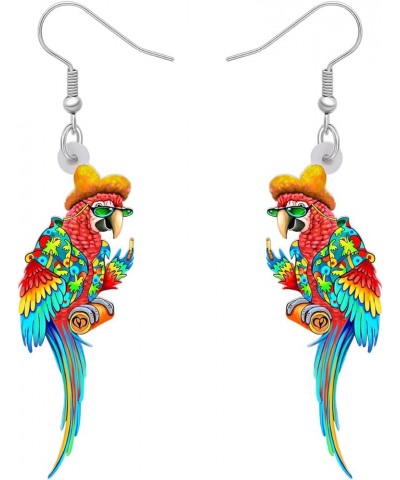 Cute Acrylic Parrot Earrings Macaws Dangle Jewelry for Women Girls Jimmy Buffett Vacation Gifts Hawaii A $6.62 Earrings