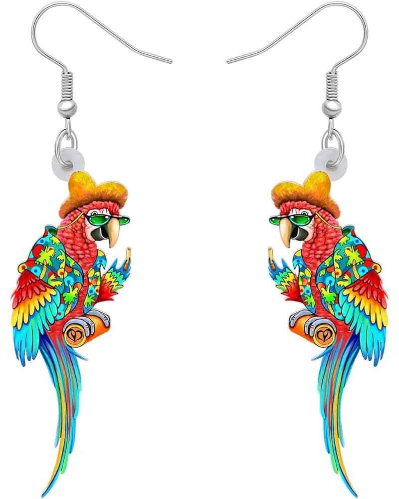 Cute Acrylic Parrot Earrings Macaws Dangle Jewelry for Women Girls Jimmy Buffett Vacation Gifts Hawaii A $6.62 Earrings