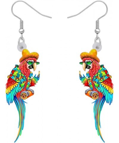 Cute Acrylic Parrot Earrings Macaws Dangle Jewelry for Women Girls Jimmy Buffett Vacation Gifts Hawaii A $6.62 Earrings