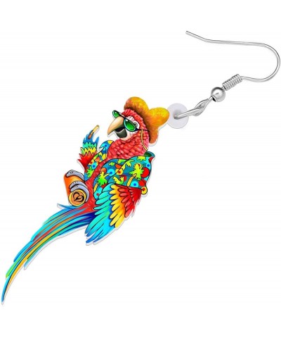 Cute Acrylic Parrot Earrings Macaws Dangle Jewelry for Women Girls Jimmy Buffett Vacation Gifts Hawaii A $6.62 Earrings