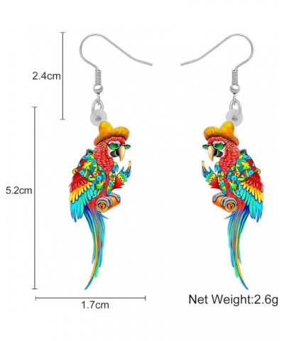 Cute Acrylic Parrot Earrings Macaws Dangle Jewelry for Women Girls Jimmy Buffett Vacation Gifts Hawaii A $6.62 Earrings