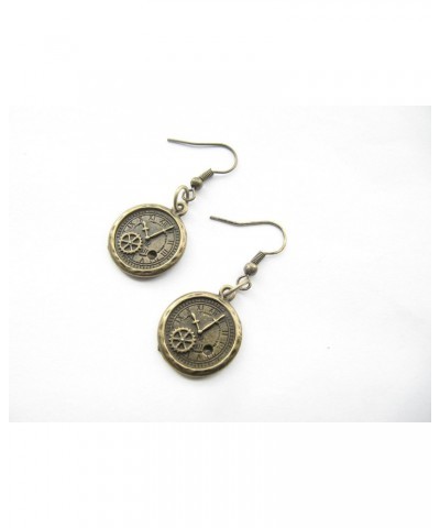 Bronze Steampunk Gear Clock Pendant Earrings $7.22 Earrings