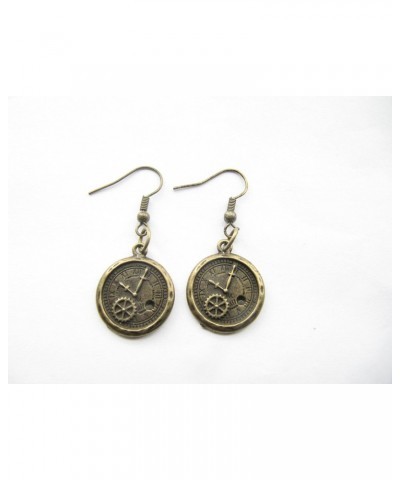 Bronze Steampunk Gear Clock Pendant Earrings $7.22 Earrings