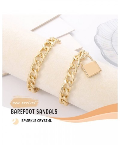 Punk Layered Anklet Gold Link Ankle Bracelets Lock Anklet Chain Summer Beach Foot Jewelry for Women and Girls $6.11 Anklets