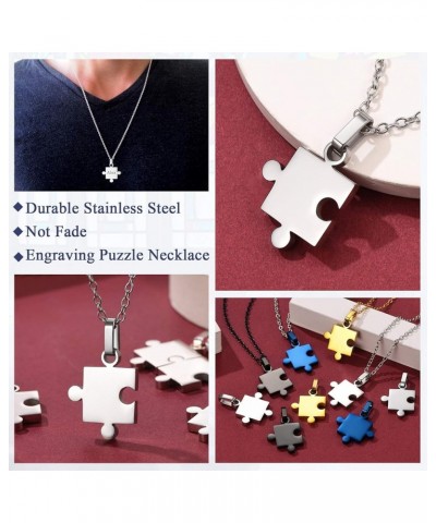 Puzzle Matching Necklace Personalized Custom BFF Pendant Necklaces Set for Women Men Family/Team/Classmates Names Jewelry 8 P...