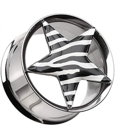 Zebra Star Hollow Double Flared Steel Plug 3/4" (19mm), Black $9.66 Body Jewelry