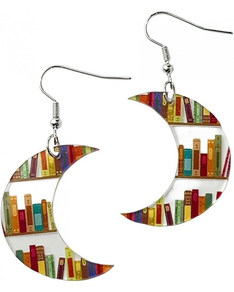 Cute Cat Dog Book Earrings Acrylic Bookcase Dangle Earrings for Book Lovers Gift Graduation Teacher's Day Appreciation Back T...