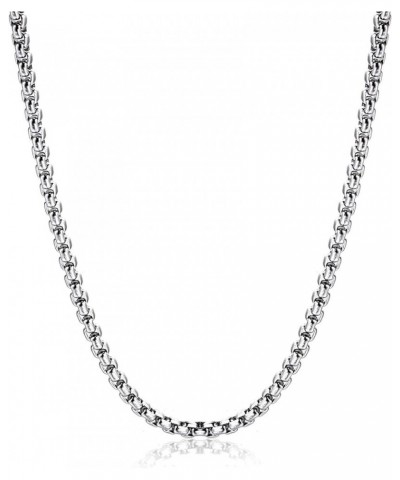 Square Rolo Chain Necklace Stainless Steel Round Box Necklace for Men & Women 3mm Wide 20 Inches $11.81 Necklaces