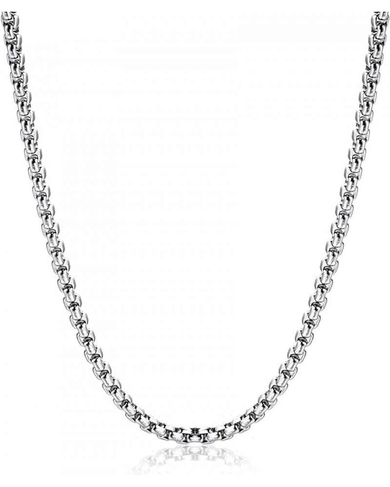 Square Rolo Chain Necklace Stainless Steel Round Box Necklace for Men & Women 3mm Wide 20 Inches $11.81 Necklaces