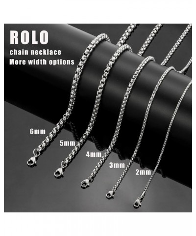 Square Rolo Chain Necklace Stainless Steel Round Box Necklace for Men & Women 3mm Wide 20 Inches $11.81 Necklaces