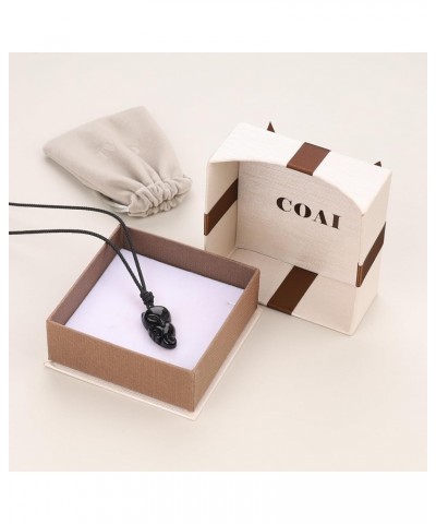 Protection Lucky Amulet Stone Fox Pendant Necklace Black Obsidian $10.80 Necklaces