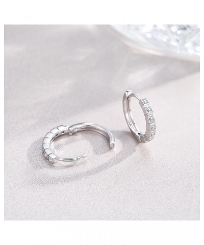 Hoop Earrings for Women Cubic Zirconia Hoop Earrings 925 Sterling Sliver Birthstone Huggie Small CZ Hoop Earrings Baguette Ea...