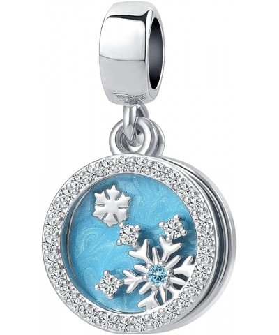 Snowflake Dangle Charm Compatible with Women Pandora Bracelets Clear Crystal Christmas Hoilday Bead Snowflake $8.64 Bracelets