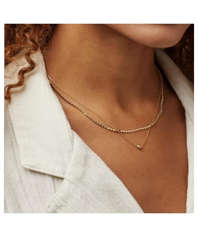 14K Gold Necklaces for Women Cute Dot Chain Choker Dainty Layered Bead Necklace for Women Pretty Jewelry Gifts for Women Girl...