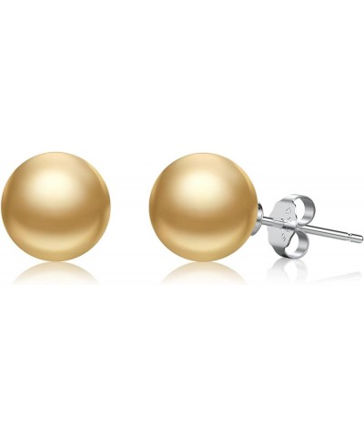 Pearl Earrings for women,Plated Sterling Silver 925 Studs, Round Stud Jewelry,Simulated Shell Pearl Earrings Gold $8.24 Earrings