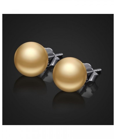 Pearl Earrings for women,Plated Sterling Silver 925 Studs, Round Stud Jewelry,Simulated Shell Pearl Earrings Gold $8.24 Earrings