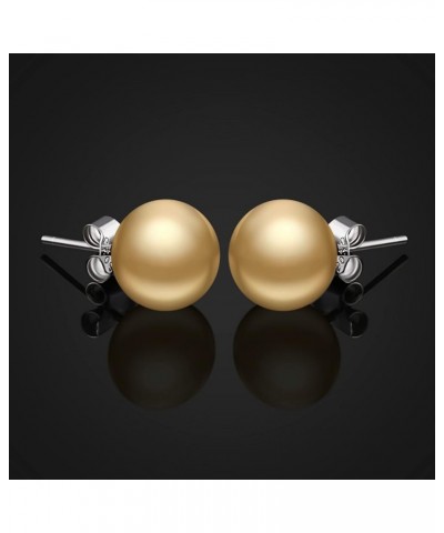 Pearl Earrings for women,Plated Sterling Silver 925 Studs, Round Stud Jewelry,Simulated Shell Pearl Earrings Gold $8.24 Earrings