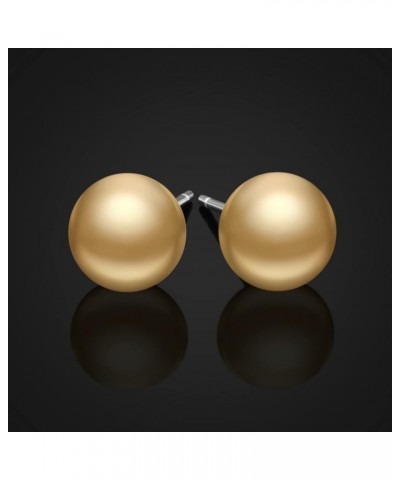 Pearl Earrings for women,Plated Sterling Silver 925 Studs, Round Stud Jewelry,Simulated Shell Pearl Earrings Gold $8.24 Earrings