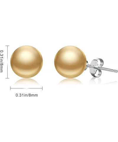 Pearl Earrings for women,Plated Sterling Silver 925 Studs, Round Stud Jewelry,Simulated Shell Pearl Earrings Gold $8.24 Earrings