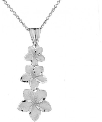 Elegant Sterling Silver Hawaiian Plumeria Flowers Charm Pendant Necklace 20 Inches $18.90 Necklaces