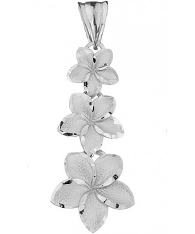 Elegant Sterling Silver Hawaiian Plumeria Flowers Charm Pendant Necklace 20 Inches $18.90 Necklaces