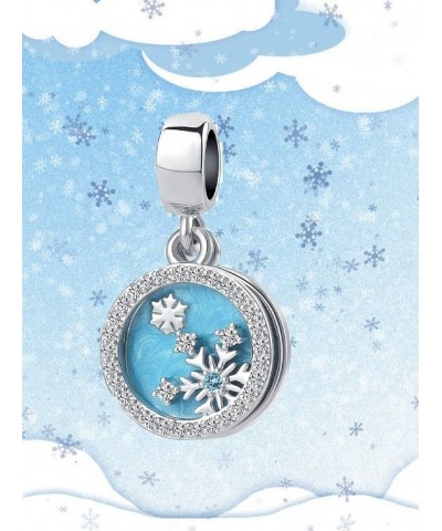 Snowflake Dangle Charm Compatible with Women Pandora Bracelets Clear Crystal Christmas Hoilday Bead Snowflake $8.64 Bracelets