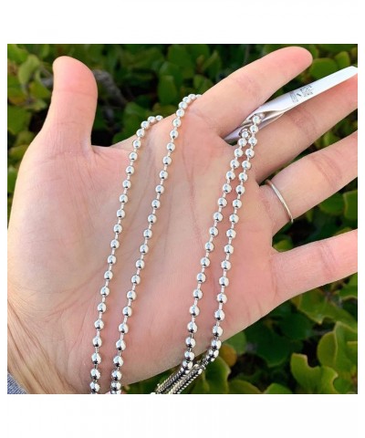 Authentic Sterling Silver Cute Dainty 1mm 2mm 3mm 4mm Beaded Ball Chain Necklace Tarnish Resistant Hypoallergenic Nickel Free...