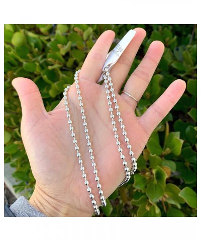 Authentic Sterling Silver Cute Dainty 1mm 2mm 3mm 4mm Beaded Ball Chain Necklace Tarnish Resistant Hypoallergenic Nickel Free...