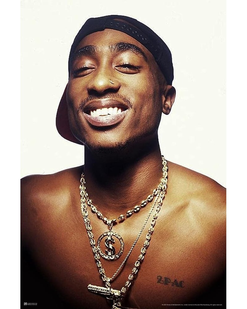 Tupac Posters 2Pac Poster Smiling Gold Chain Photo 90s Hip Hop Rapper Posters For Room Aesthetic Mid 90s 2Pac Memorabilia Rap...