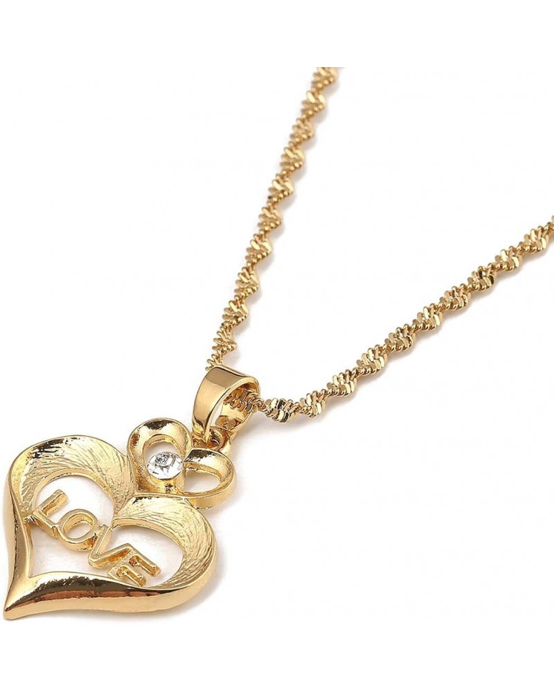 Initial Love Heart Pendant Necklace Earring Set Lover Gift with Rhinestone Engraved pendant necklace $8.24 Jewelry Sets