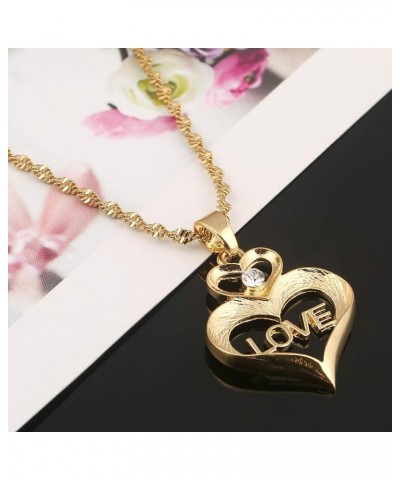 Initial Love Heart Pendant Necklace Earring Set Lover Gift with Rhinestone Engraved pendant necklace $8.24 Jewelry Sets