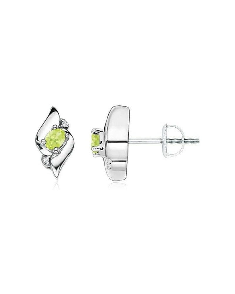 Natural Peridot Stud Earrings for Women Girls in Sterling Silver/14K Solid Gold/Platinum | August Birthstone Jewelry Gift for...