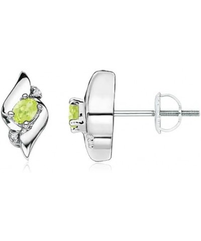 Natural Peridot Stud Earrings for Women Girls in Sterling Silver/14K Solid Gold/Platinum | August Birthstone Jewelry Gift for...