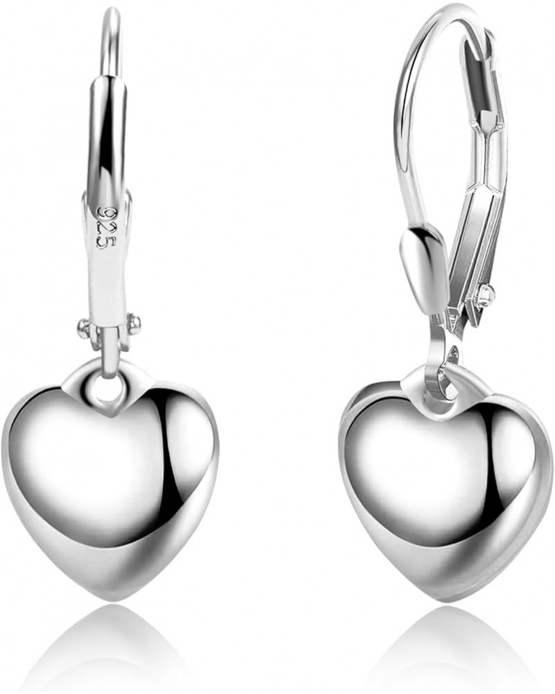 925 Sterling Silver Heart Dangle Earrings for Women Girls Silver Dangle Leverback Earrings Hypoallergenic Love Heart Dangle D...