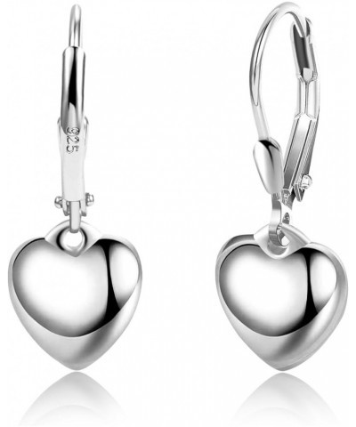 925 Sterling Silver Heart Dangle Earrings for Women Girls Silver Dangle Leverback Earrings Hypoallergenic Love Heart Dangle D...