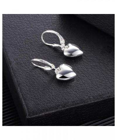 925 Sterling Silver Heart Dangle Earrings for Women Girls Silver Dangle Leverback Earrings Hypoallergenic Love Heart Dangle D...