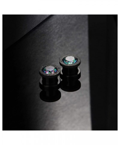 2 Pairs CZ Gems Ear Gauges Plugs Womens Zircon Flesh Tunnels Stainless Steel Stretcher Kits Expander Piercing Jewelry Gauge:0...