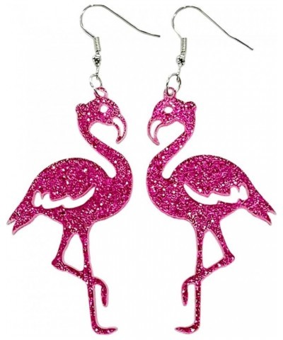 Cute Pink Flamingo Glitter Acrylic Dangle Drop Earrings for Women Girls Girlfriend Lightweight Animal Bird Earrings Valentine...