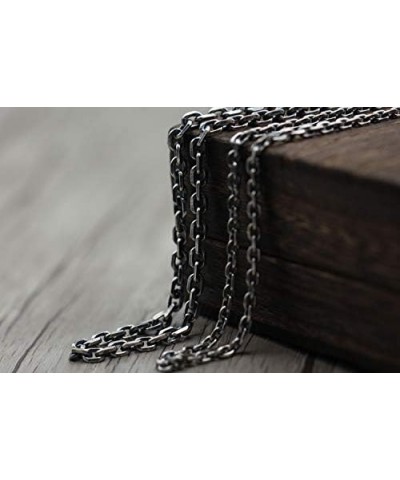 Vintage Black 925 Sterling Silver Anchor Chain Necklace Diamond-cut Cable Link Chain for Men Women 3/4mm 45-80cm 3mm 45.0 Cen...