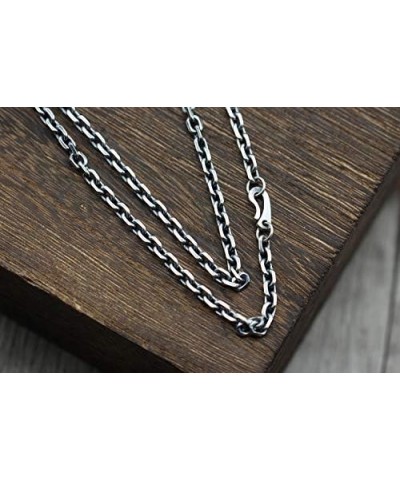 Vintage Black 925 Sterling Silver Anchor Chain Necklace Diamond-cut Cable Link Chain for Men Women 3/4mm 45-80cm 3mm 45.0 Cen...