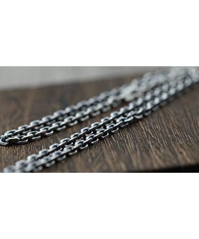 Vintage Black 925 Sterling Silver Anchor Chain Necklace Diamond-cut Cable Link Chain for Men Women 3/4mm 45-80cm 3mm 45.0 Cen...