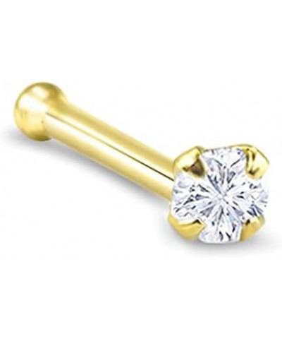 Gold-Tone 316L Surgical Steel Nose Stud Ring Clear CZ Prong Choose Your Size, Style & Gauge 3mm-22G-Nose Bone $9.50 Body Jewelry