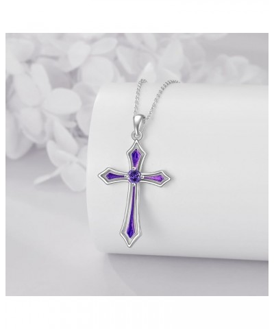 Cross Necklace for Women Men 925 Sterling Silver 5A CZ Birthstone Necklaces for Teen Girls Gifts for Christmas, Birthday or A...