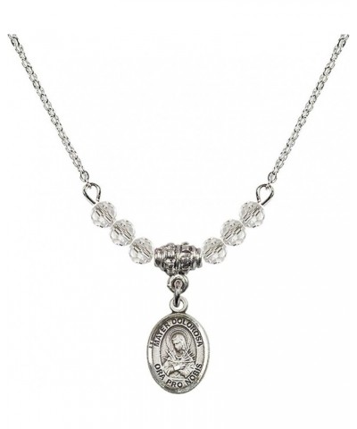 April Birth Month Bead Necklace with Catholic Patron Saint Petite Charm, 18 Inch Mater Dolorosa $32.44 Necklaces