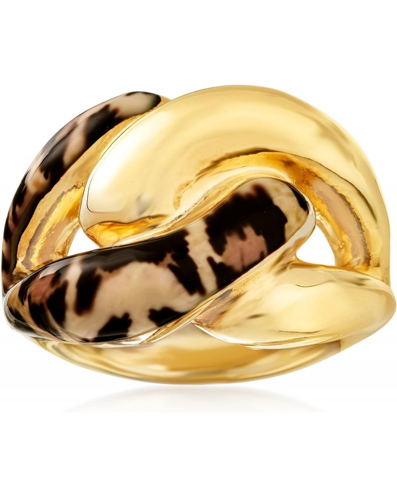 Italian Leopard-Print Enamel Link Ring in 18kt Gold Over Sterling $30.85 Rings