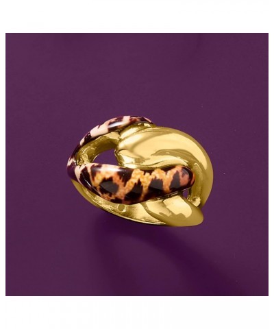 Italian Leopard-Print Enamel Link Ring in 18kt Gold Over Sterling $30.85 Rings