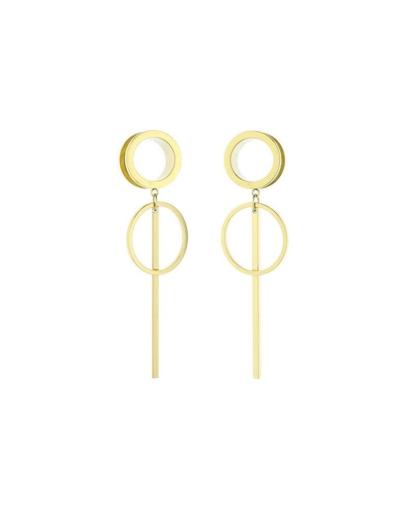 6mm-25mm Golden 316L Surgical Steel Dangle Ear Gauges Piercing Tunnels Plugs Statement Earrings Gold 00g-10mm $9.17 Body Jewelry