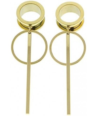 6mm-25mm Golden 316L Surgical Steel Dangle Ear Gauges Piercing Tunnels Plugs Statement Earrings Gold 00g-10mm $9.17 Body Jewelry