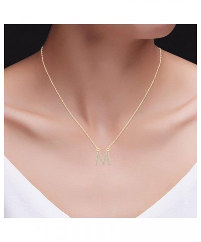 Lab Created Moissanite Initial Necklace for Women, 925 Sterling Silver Letter A-Z Necklace with 14K Gold Plating, Christmas M...