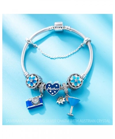 Coffee Cup Charm Sterling Silver Coffee Mug Charm I Love Coffee Charm Bracelet Bead fit Pandora Bracelets Blue $12.76 Bracelets